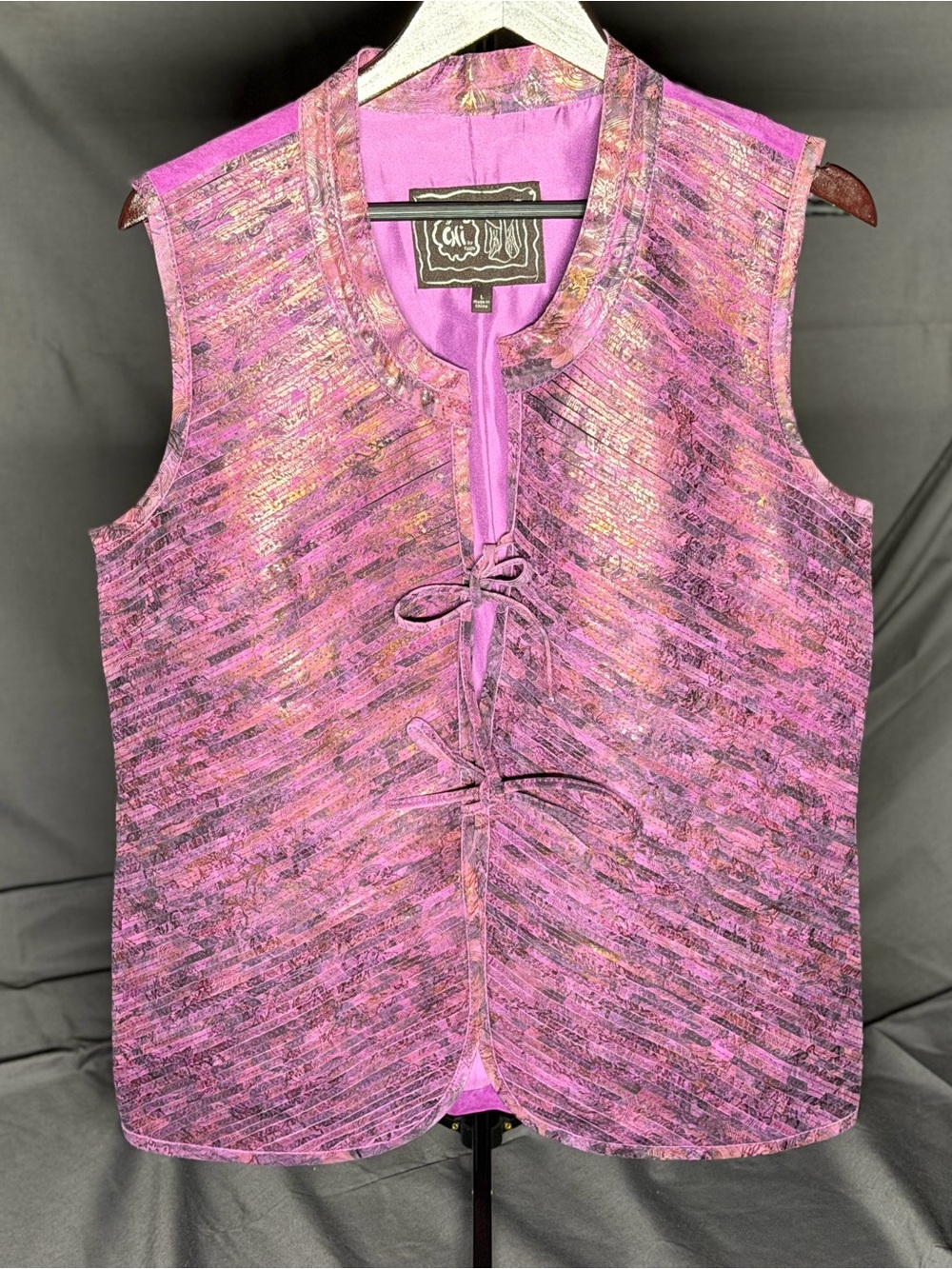 Chi by Carlos Falchi Leather Purple Sleeveless Vest